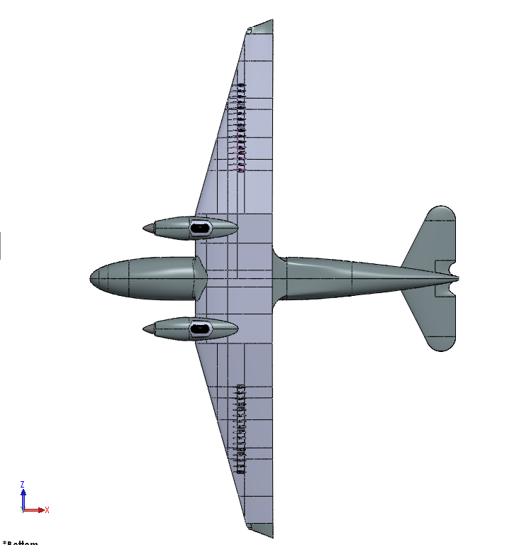 Geometry of Basler aircraft with 32 pylons (Bottom view)